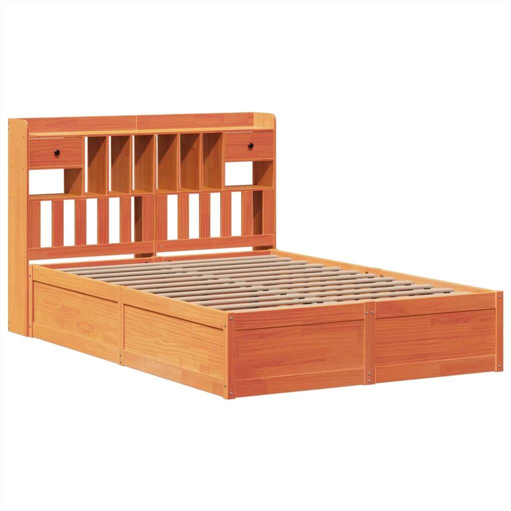 Bed Frame without Mattress Wax Brown 150x200 cm King Size Solid Wood Pine