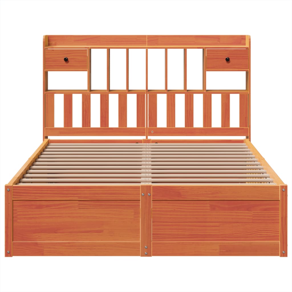 Bed Frame without Mattress Wax Brown 150x200 cm King Size Solid Wood Pine