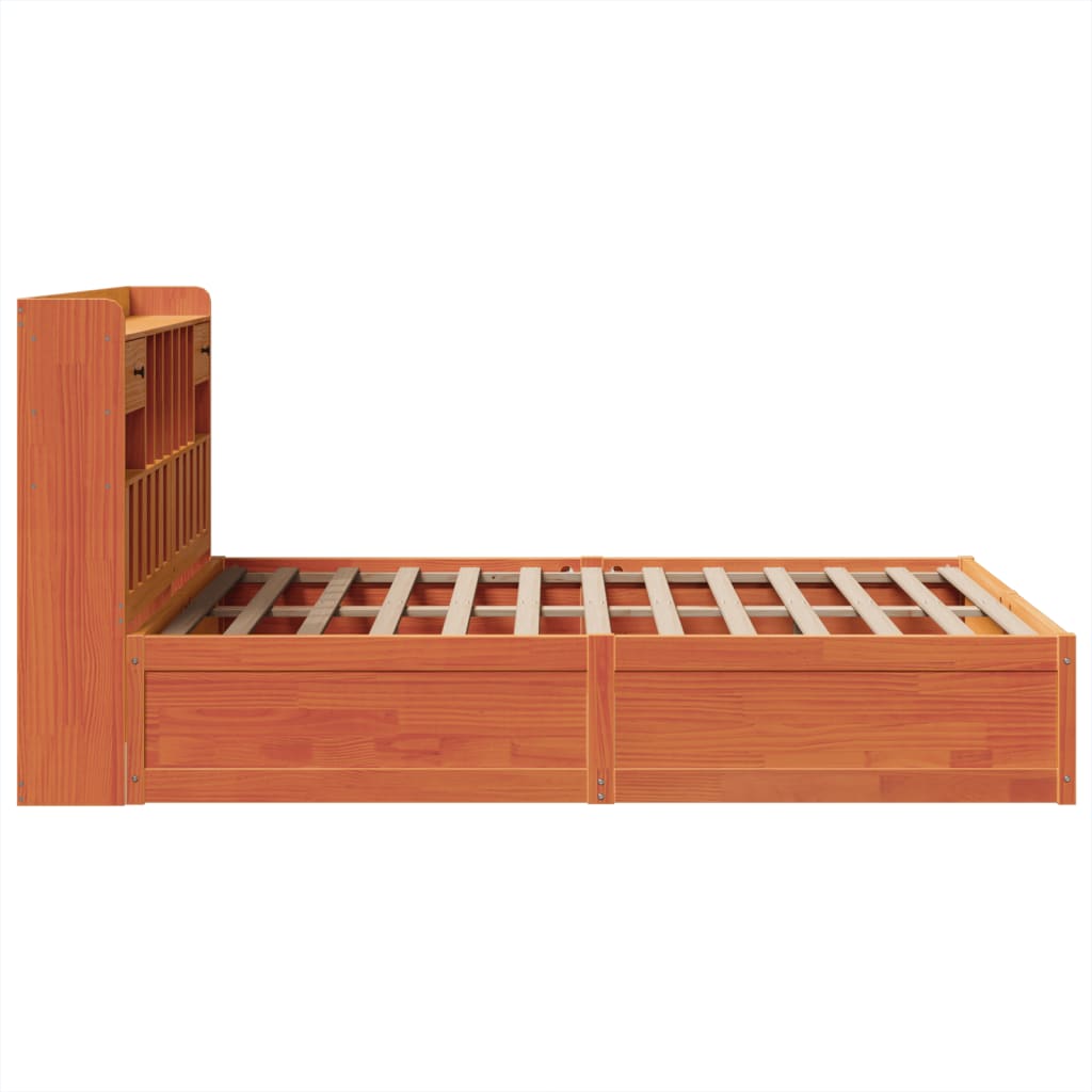 Bed Frame without Mattress Wax Brown 150x200 cm King Size Solid Wood Pine