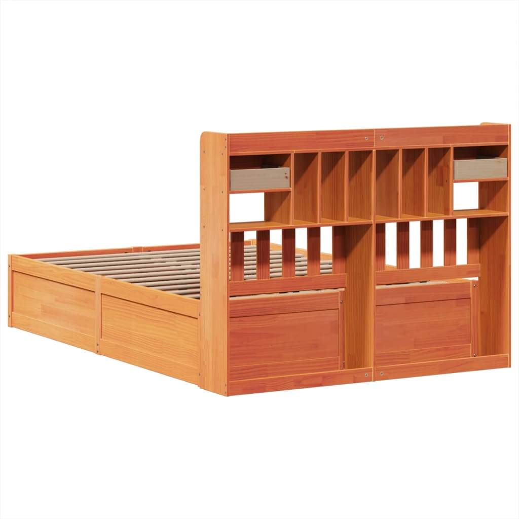 Bed Frame without Mattress Wax Brown 150x200 cm King Size Solid Wood Pine