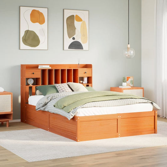 Bed Frame without Mattress Wax Brown 150x200 cm King Size Solid Wood Pine