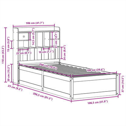 Bed Frame without Mattress White 100x200 cm Solid Wood Pine