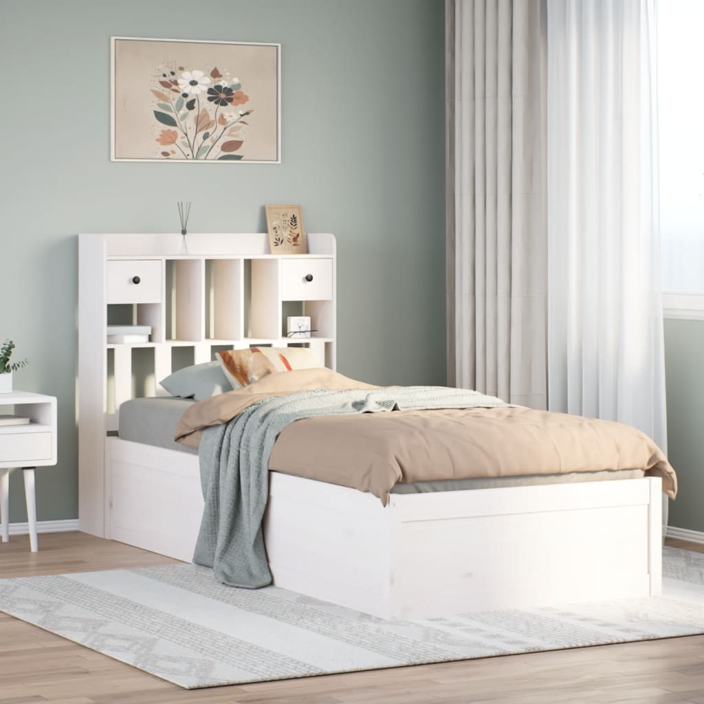 Bed Frame without Mattress White 100x200 cm Solid Wood Pine