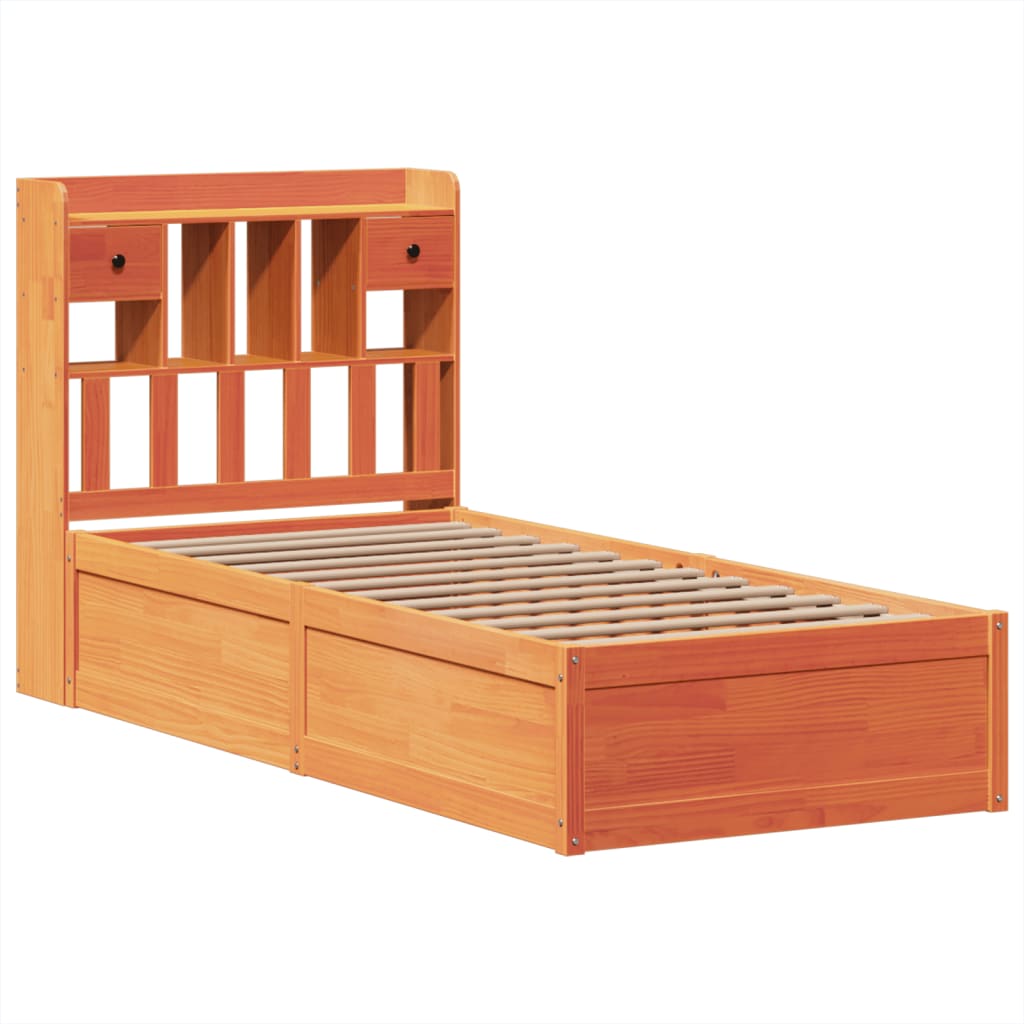 Bed Frame without Mattress Wax Brown 100x200 cm Solid Wood Pine