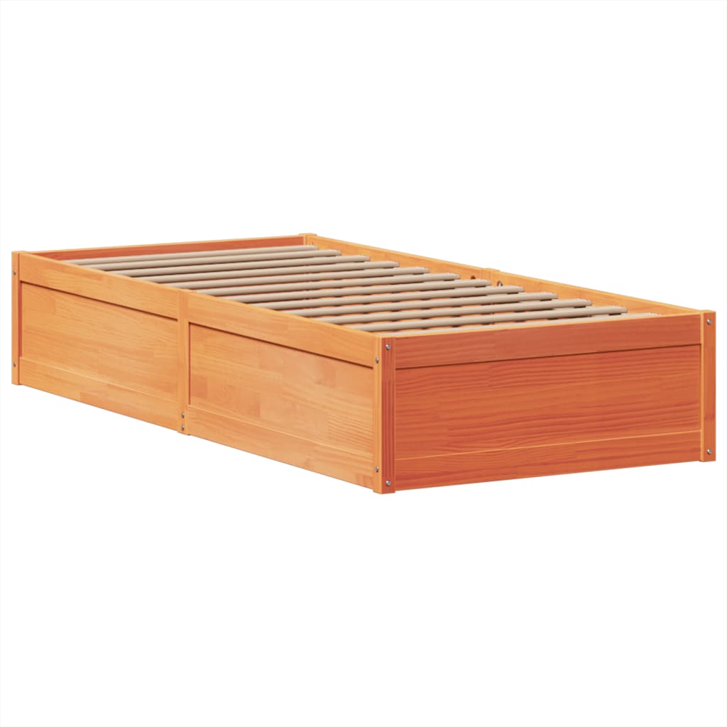 Bed Frame without Mattress Wax Brown 100x200 cm Solid Wood Pine