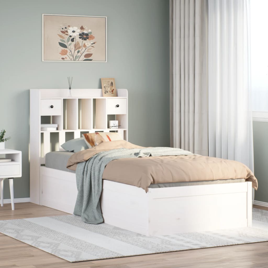 Bed Frame without Mattress White 90x200 cm Solid Wood Pine