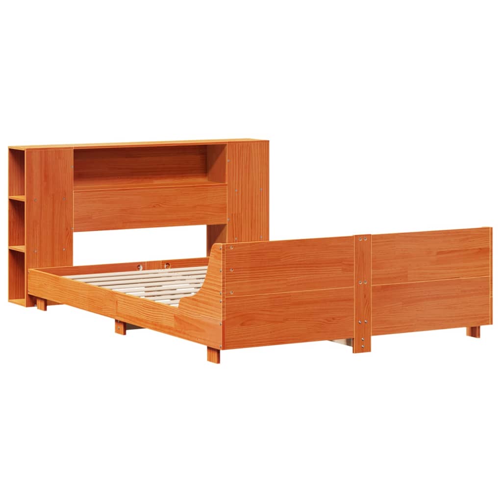 Bed Frame without Mattress Wax Brown 120x190 cm Small Double Solid Wood Pine