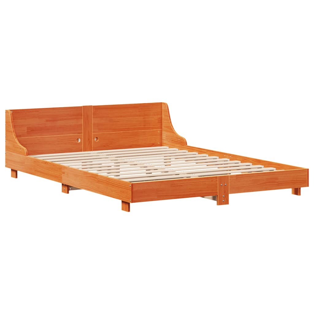 Bed Frame without Mattress Wax Brown 120x190 cm Small Double Solid Wood Pine