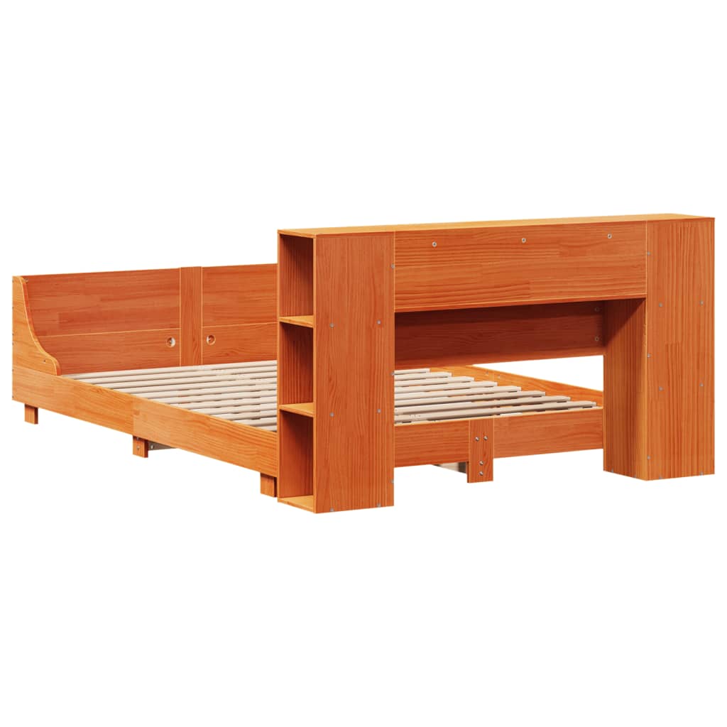 Bed Frame without Mattress Wax Brown 120x190 cm Small Double Solid Wood Pine