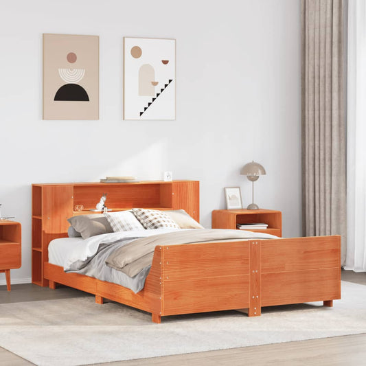 Bed Frame without Mattress Wax Brown 120x190 cm Small Double Solid Wood Pine