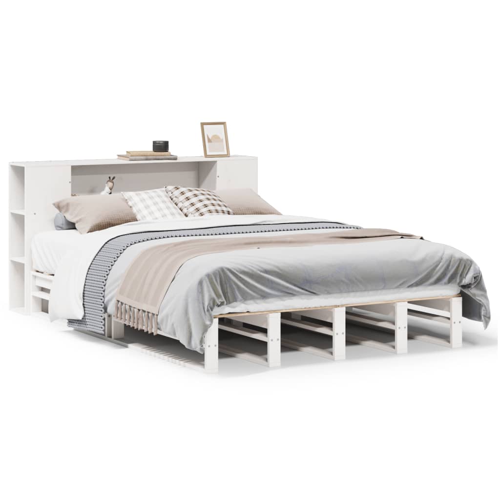 Bookcase Bed without Mattress White 140x200 cm Solid Wood