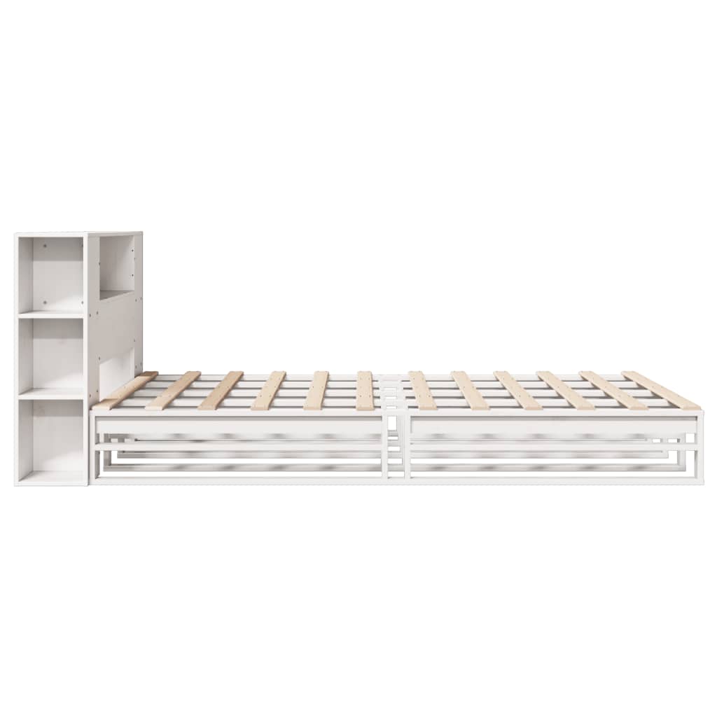 Bookcase Bed without Mattress White 140x200 cm Solid Wood