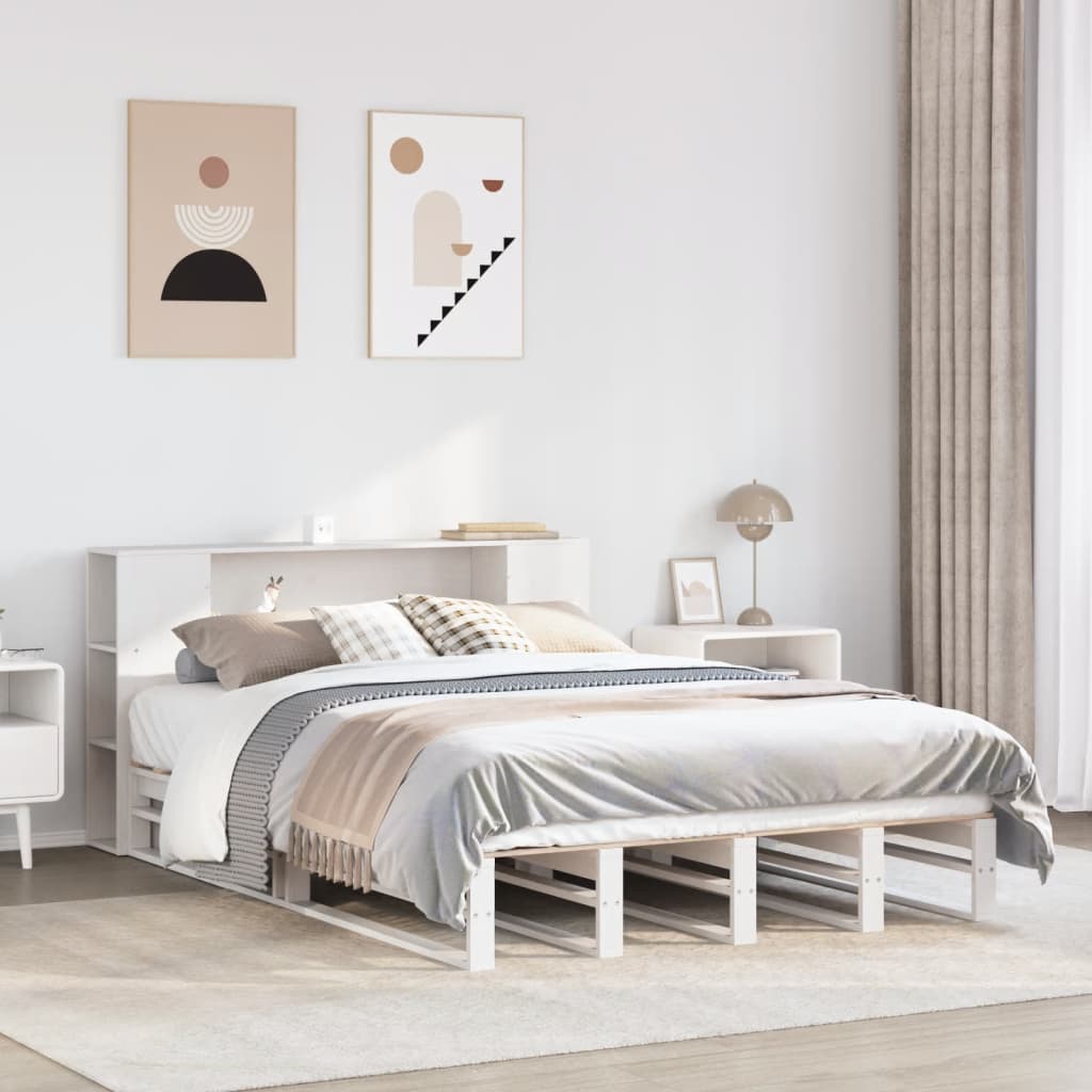 Bookcase Bed without Mattress White 140x200 cm Solid Wood