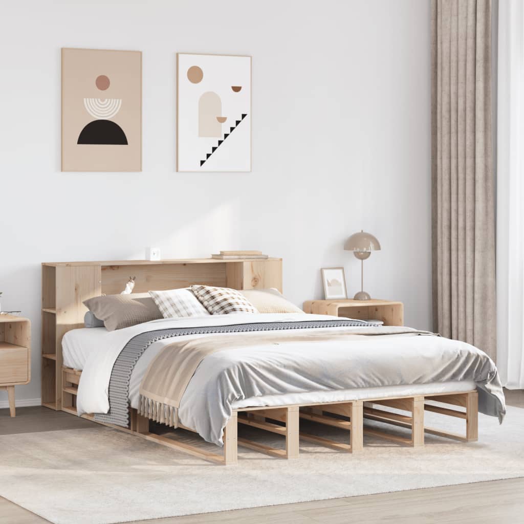 Bookcase Bed without Mattress 150x200 cm King Size Solid Wood