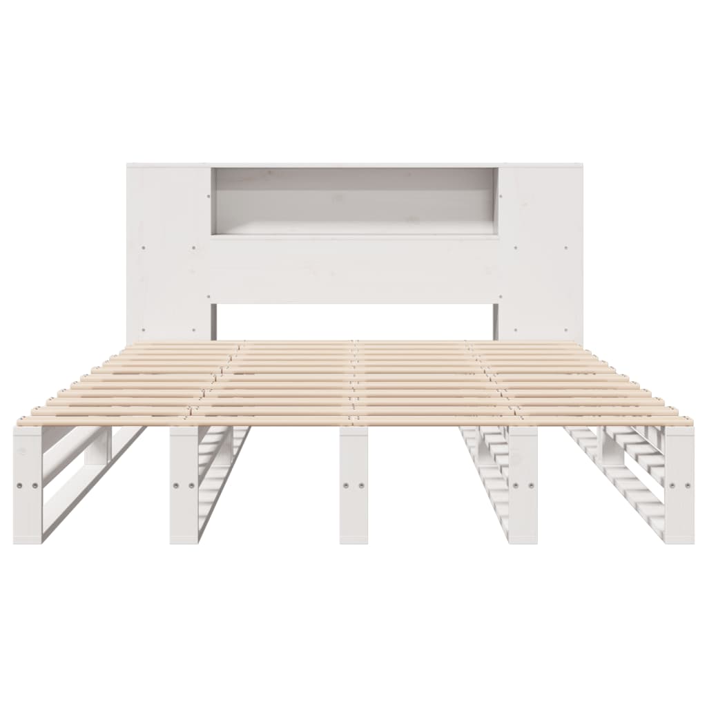 Bookcase Bed without Mattress White 150x200 cm King Size Solid Wood