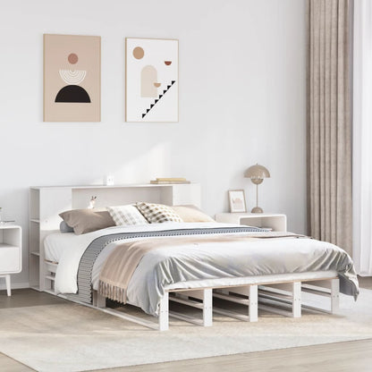 Bookcase Bed without Mattress White 160x200 cm Solid Wood