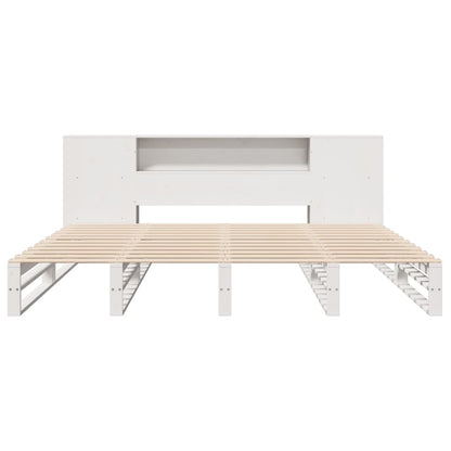 Bookcase Bed without Mattress White 180x200 cm Super King Solid Wood