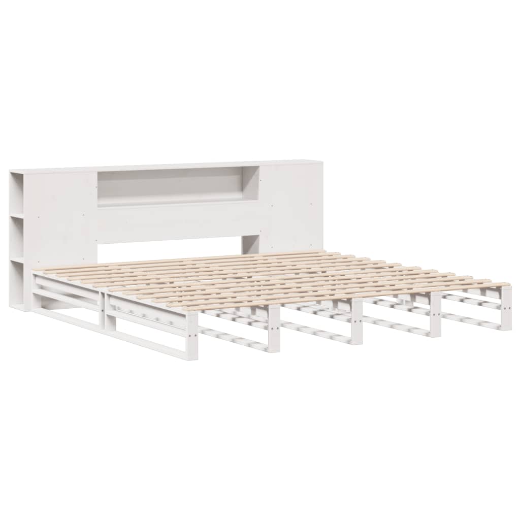 Bookcase Bed without Mattress White 200x200 cm Solid Wood