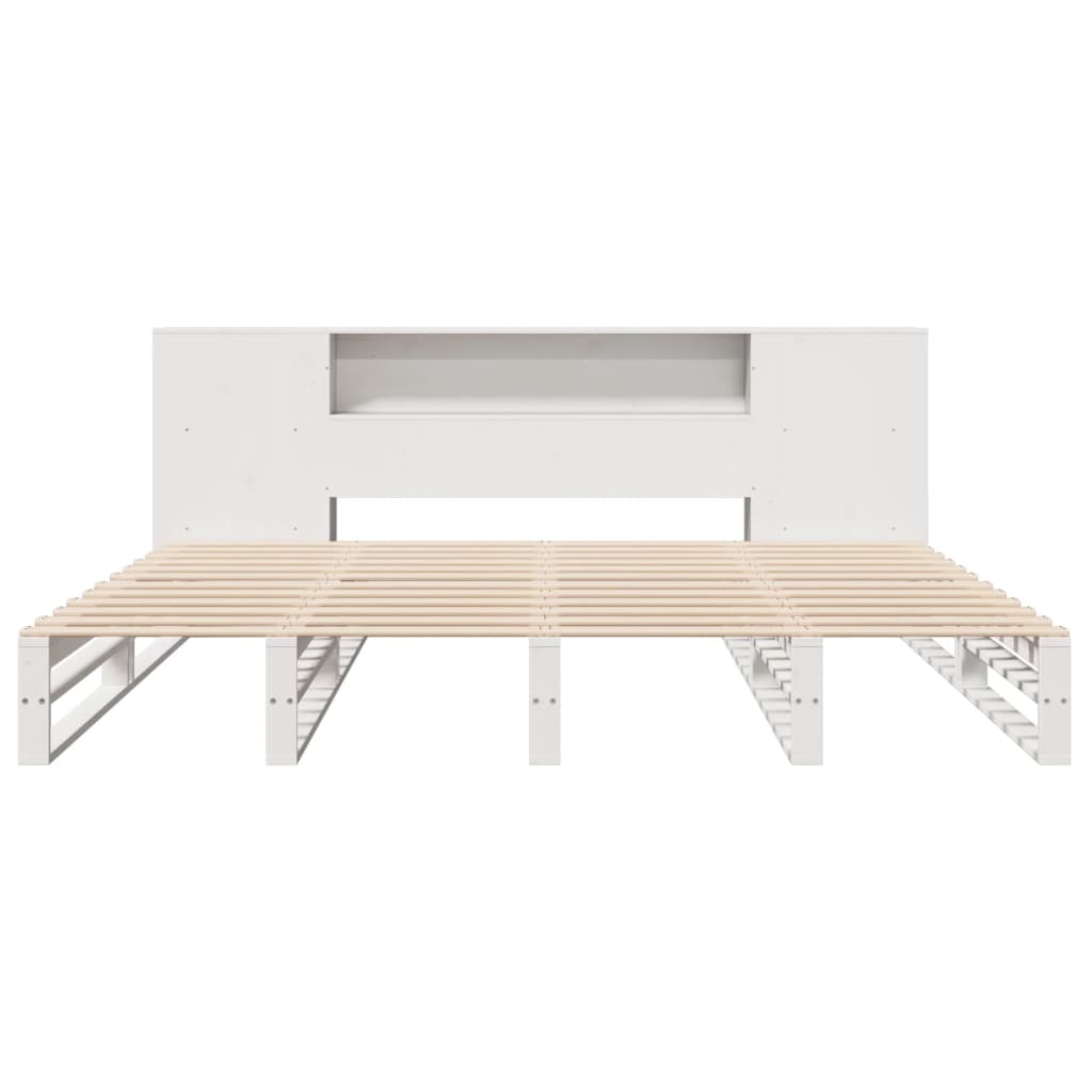 Bookcase Bed without Mattress White 200x200 cm Solid Wood