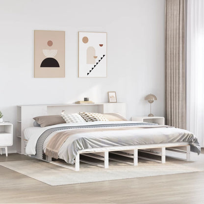 Bookcase Bed without Mattress White 200x200 cm Solid Wood