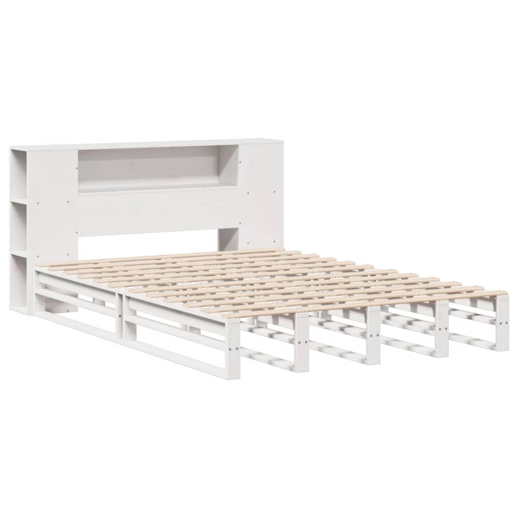 Bookcase Bed without Mattress White 120x190 cm Small Double Solid Wood