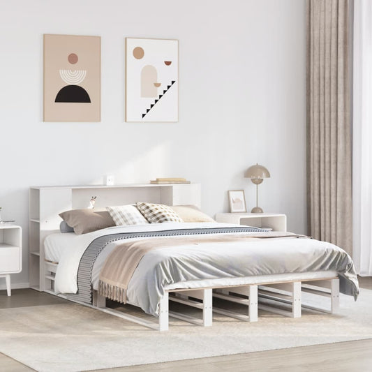 Bookcase Bed without Mattress White 120x190 cm Small Double Solid Wood