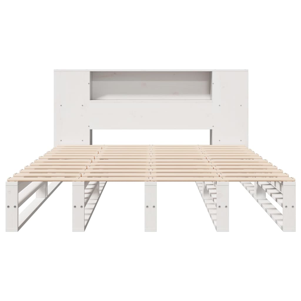 Bookcase Bed without Mattress White 135x190 cm Double Solid Wood