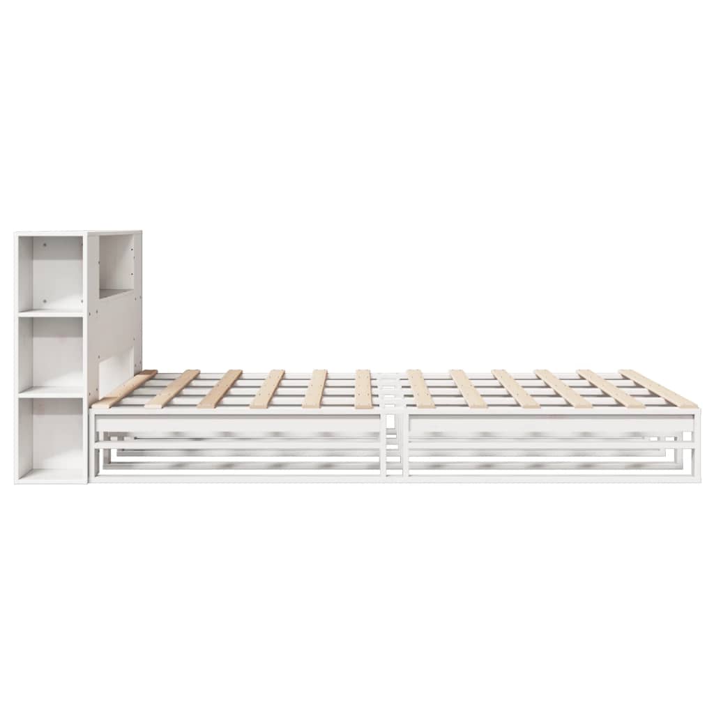 Bookcase Bed without Mattress White 140x190 cm Solid Wood