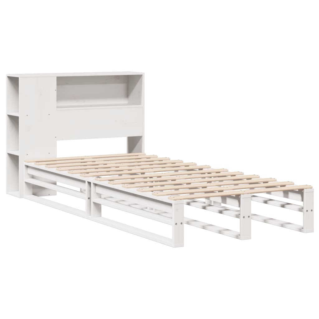 Bookcase Bed without Mattress White 90x200 cm Solid Wood