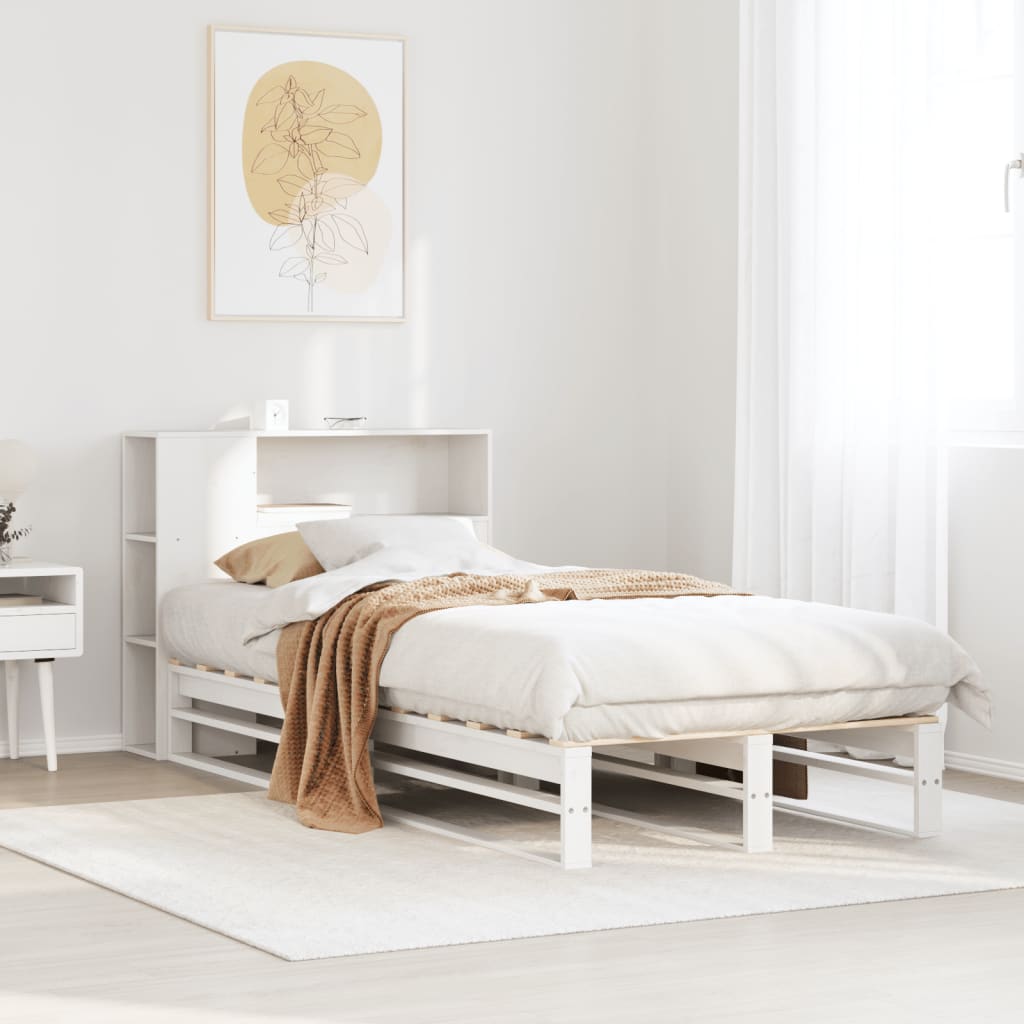 Bookcase Bed without Mattress White 90x200 cm Solid Wood