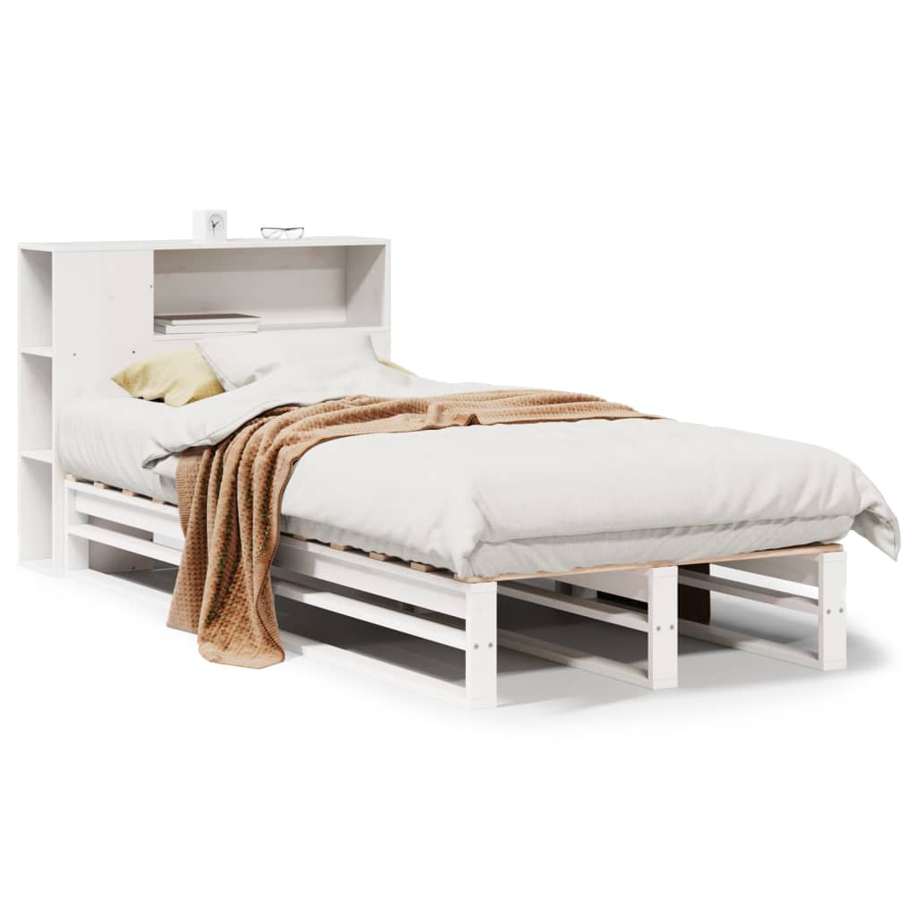 Bookcase Bed without Mattress White 100x200 cm Solid Wood