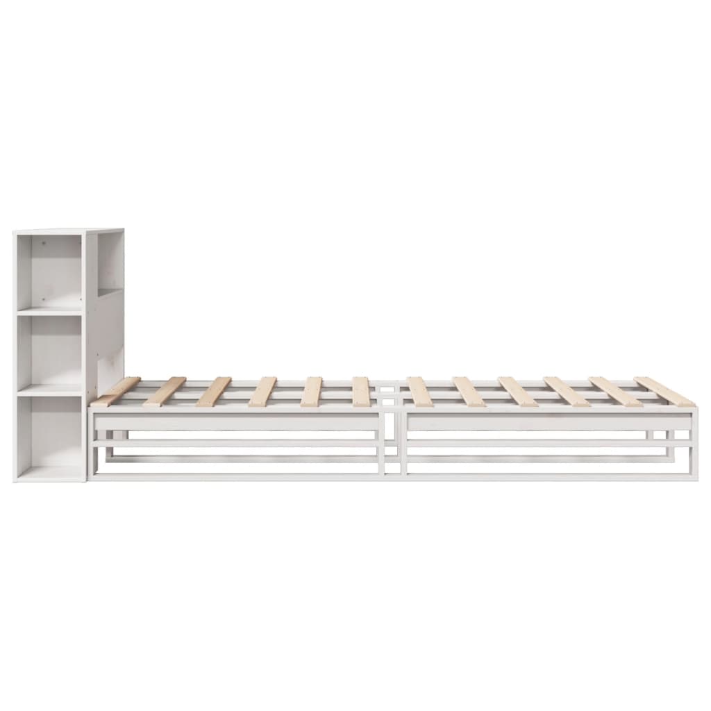 Bookcase Bed without Mattress White 100x200 cm Solid Wood