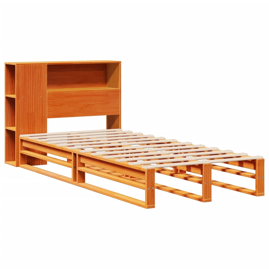 Bookcase Bed without Mattress Wax Brown 100x200 cm Solid Wood