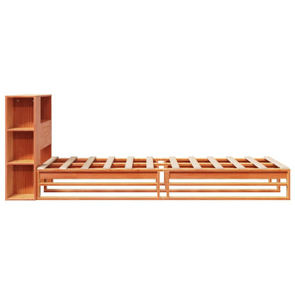 Bookcase Bed without Mattress Wax Brown 100x200 cm Solid Wood