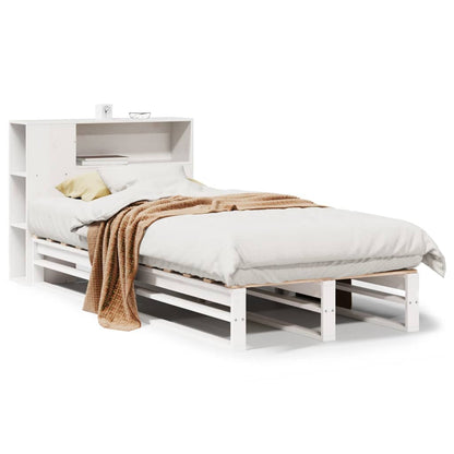 Bookcase Bed without Mattress White 75x190 cm Small Single Solid Wood