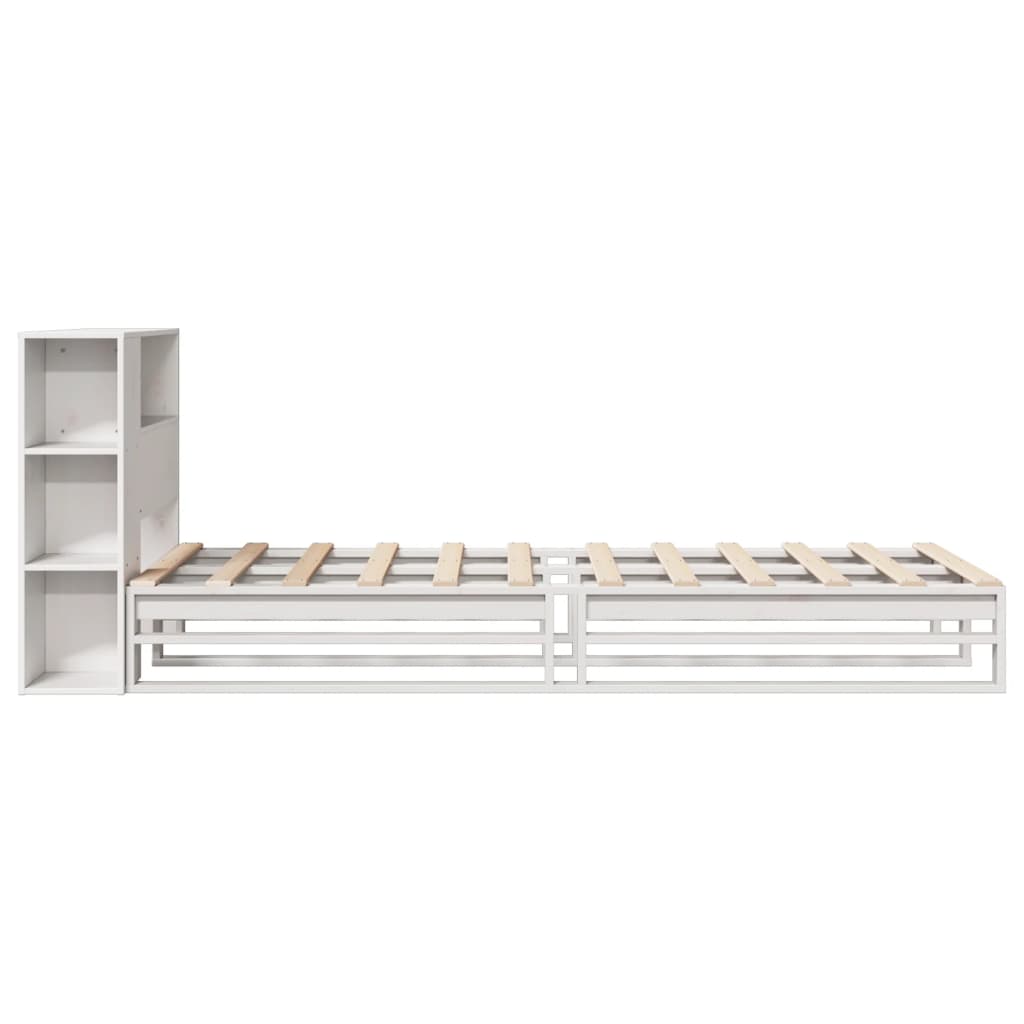 Bookcase Bed without Mattress White 75x190 cm Small Single Solid Wood