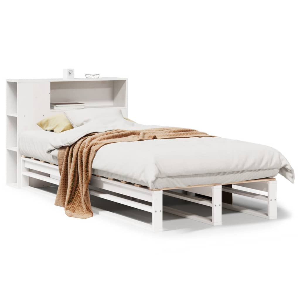 Bookcase Bed without Mattress White 90x190 cm Single Solid Wood