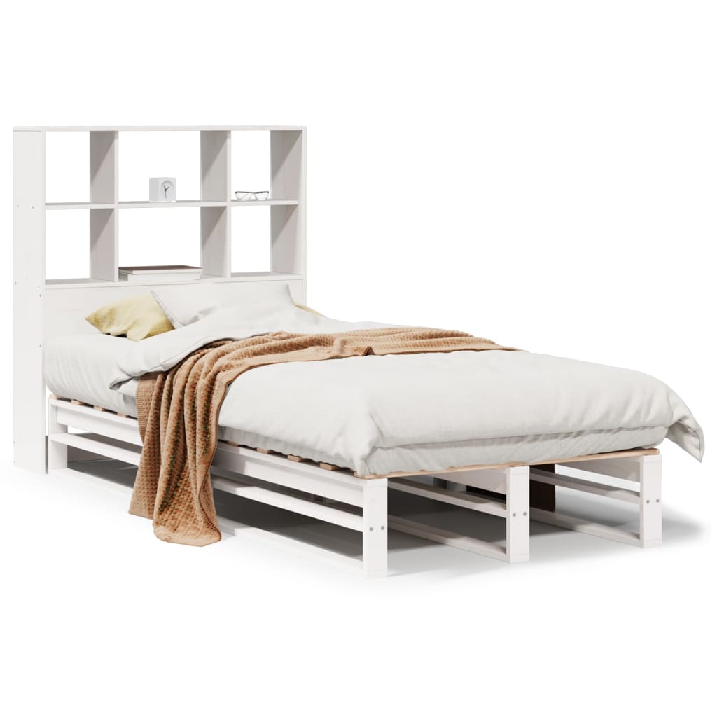 Bookcase Bed without Mattress White 90x200 cm Solid Wood