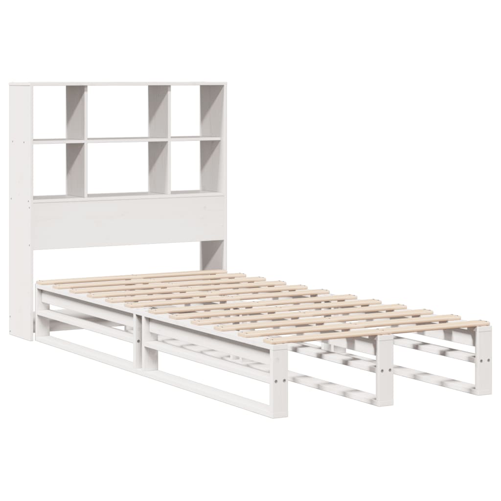 Bookcase Bed without Mattress White 90x200 cm Solid Wood