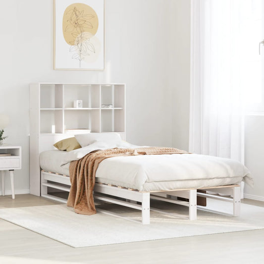 Bookcase Bed without Mattress White 100x200 cm Solid Wood