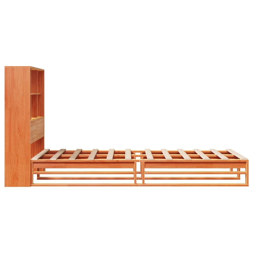 Bookcase Bed without Mattress Wax Brown 100x200 cm Solid Wood