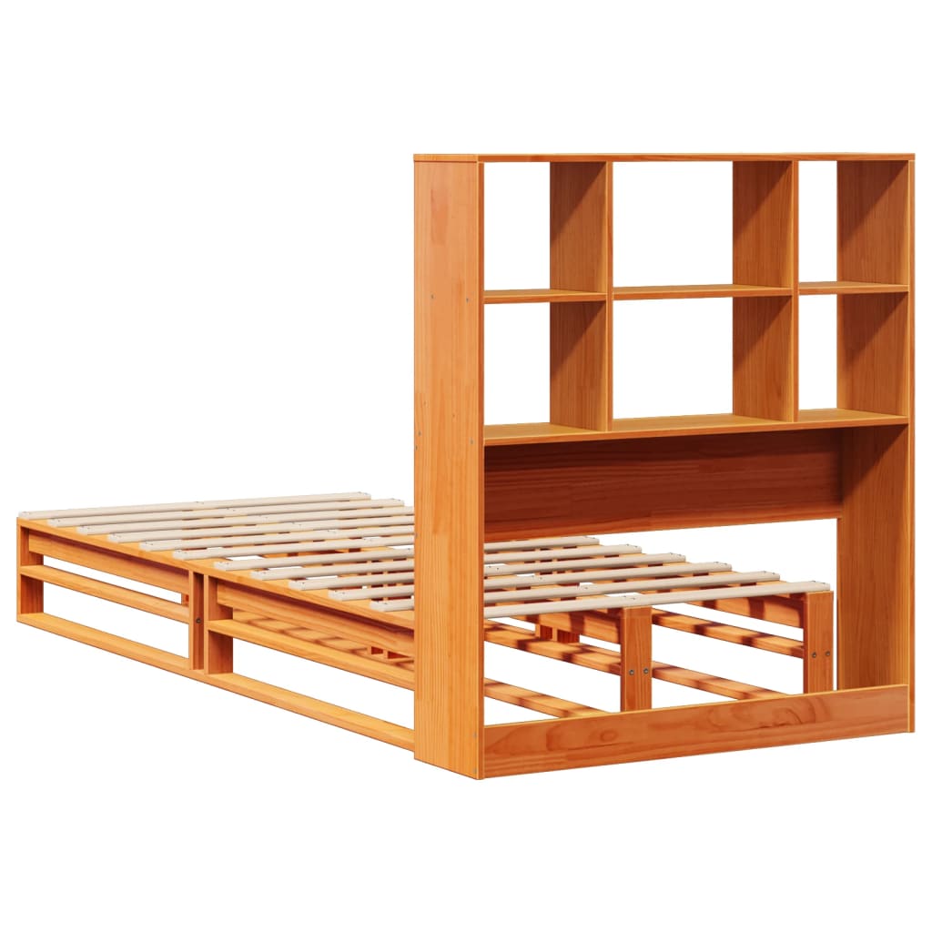 Bookcase Bed without Mattress Wax Brown 100x200 cm Solid Wood