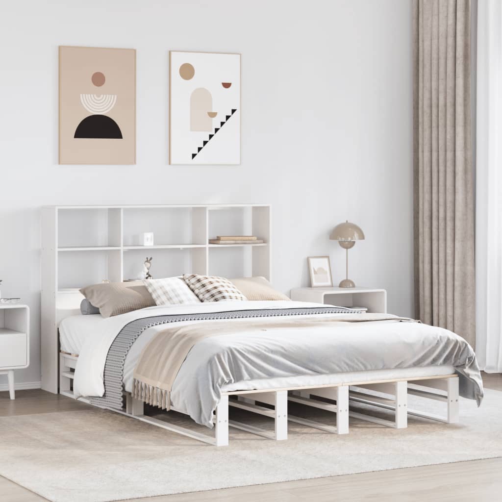 Bookcase Bed without Mattress White 120x200 cm Solid Wood