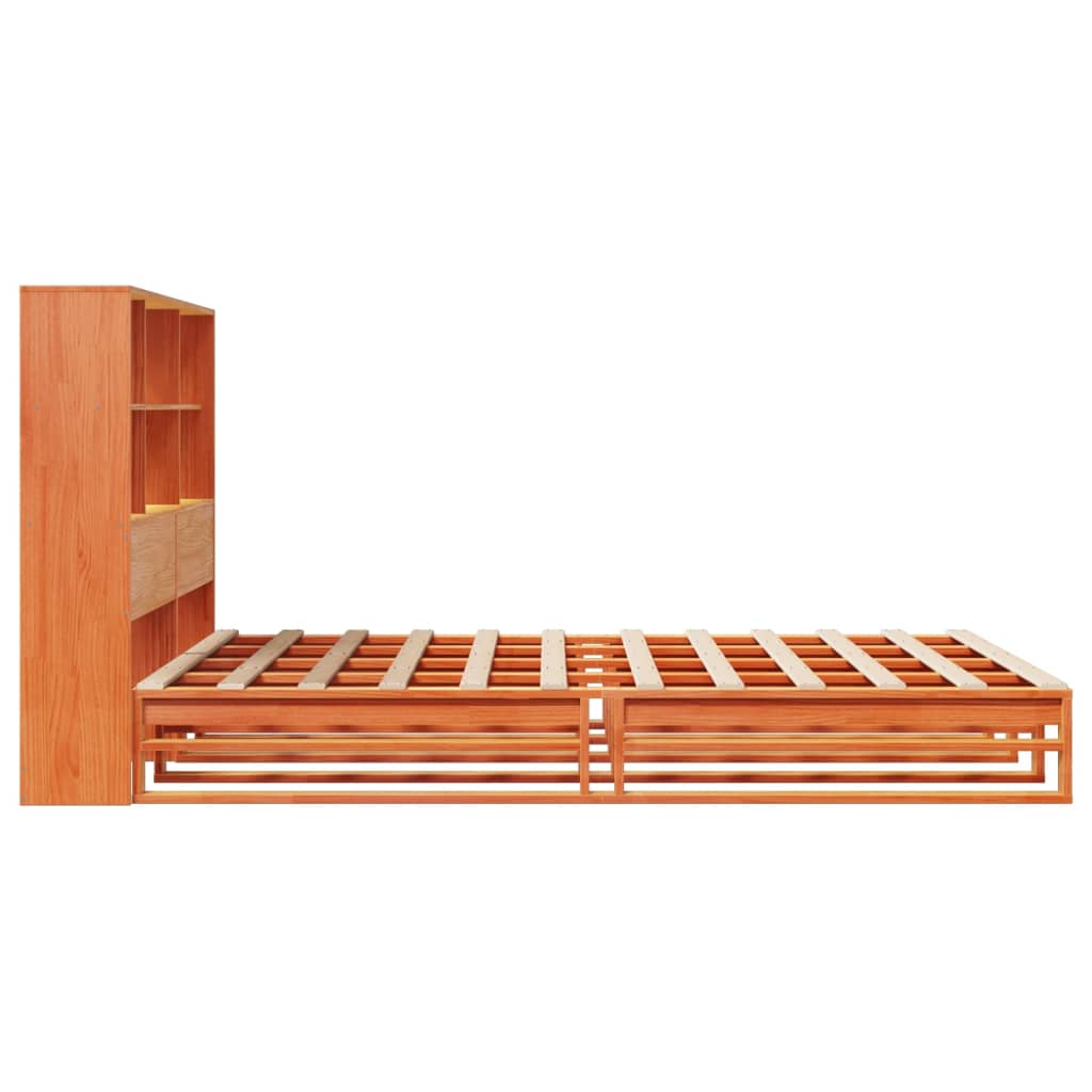 Bookcase Bed without Mattress Wax Brown 120x200 cm Solid Wood