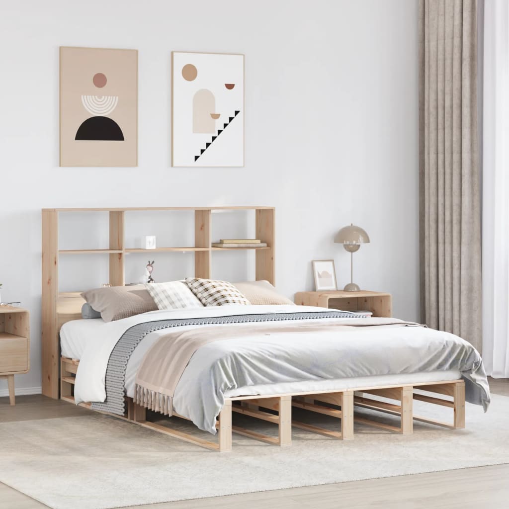 Bookcase Bed without Mattress 140x200 cm Solid Wood