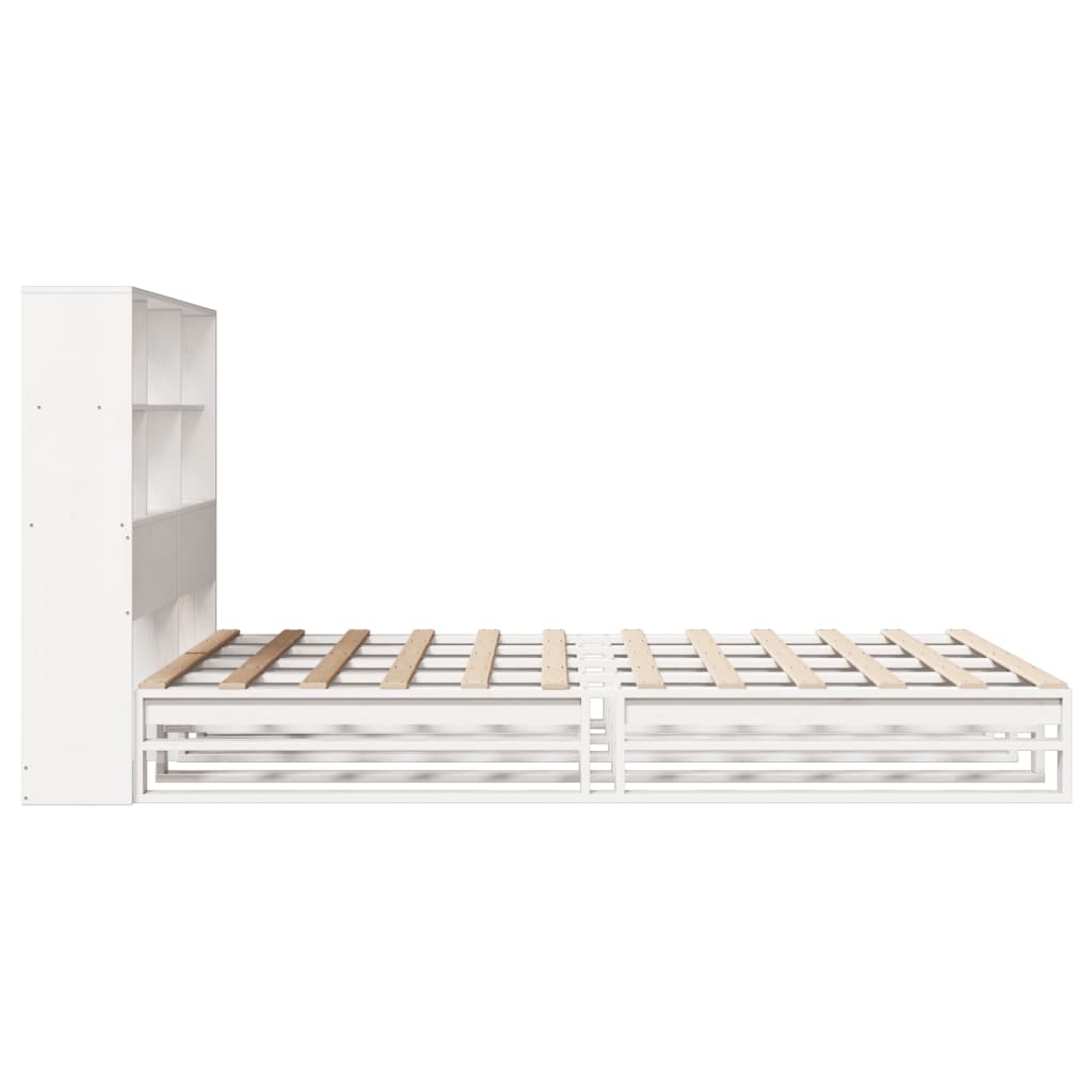 Bookcase Bed without Mattress White 140x200 cm Solid Wood