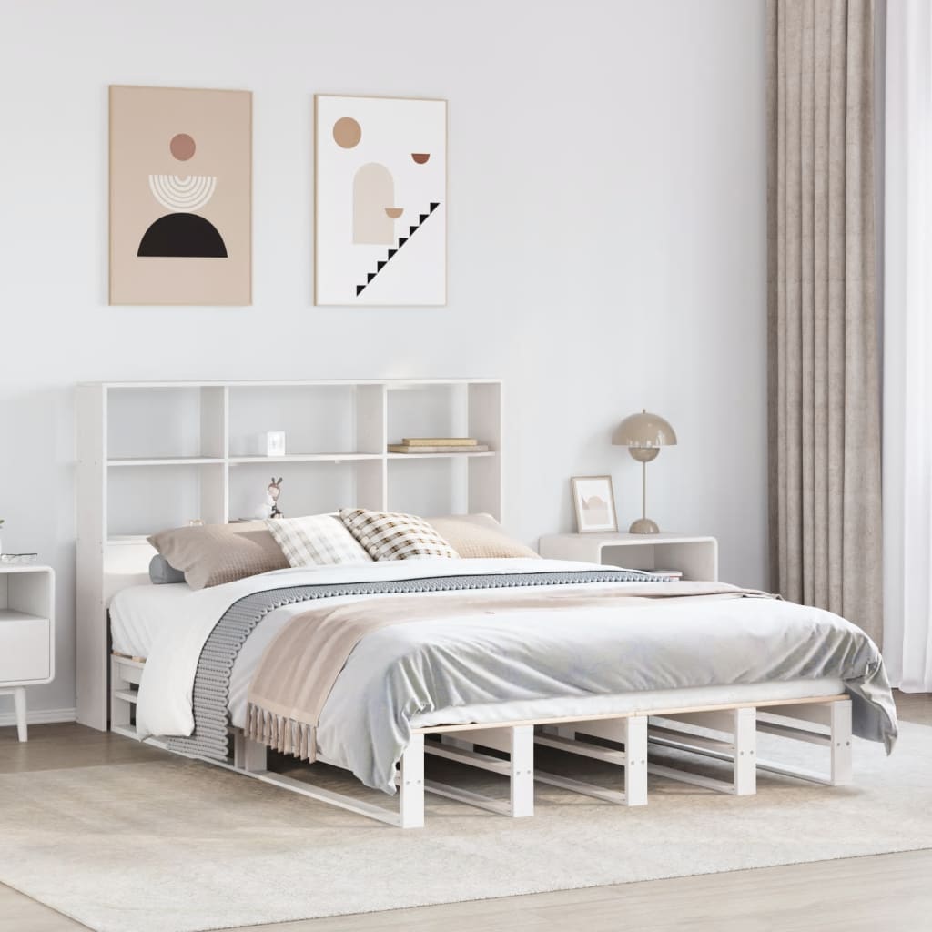 Bookcase Bed without Mattress White 140x200 cm Solid Wood