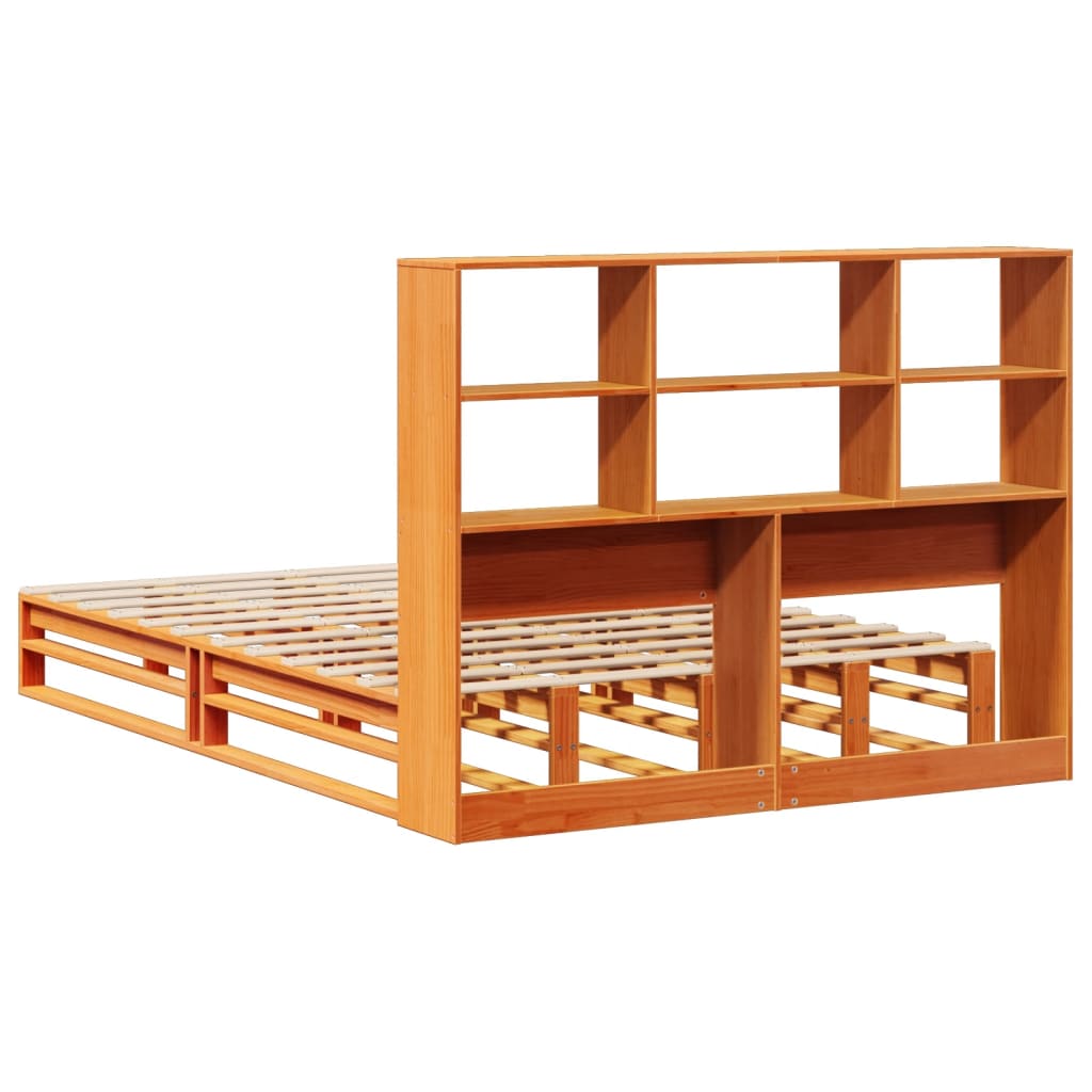 Bookcase Bed without Mattress Wax Brown 140x200 cm Solid Wood