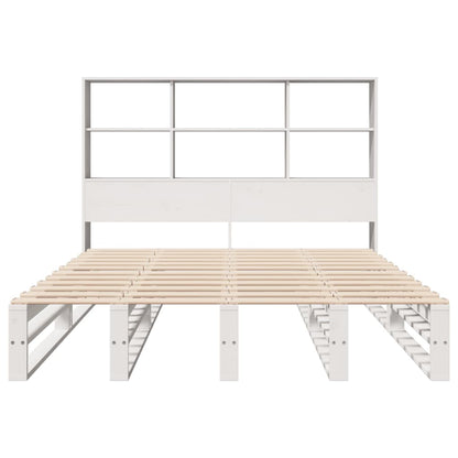 Bookcase Bed without Mattress White 150x200 cm King Size Solid Wood