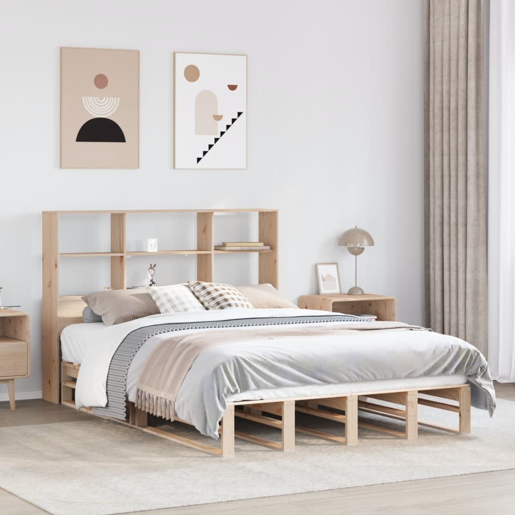 Bookcase Bed without Mattress 160x200 cm Solid Wood